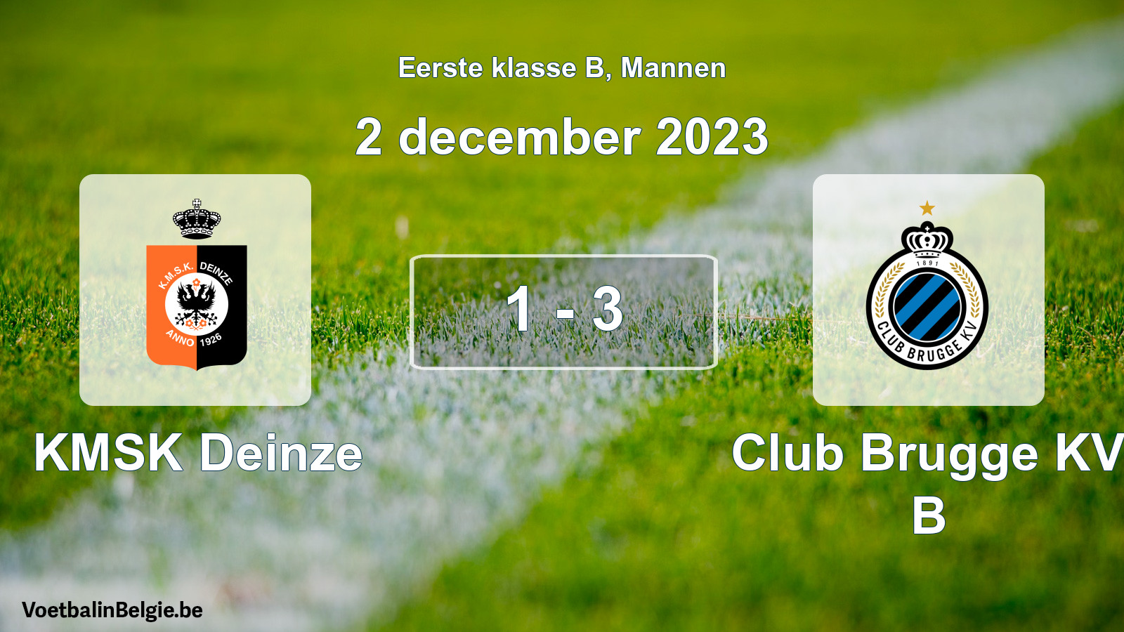 Gespeelde wedstrijd mannenvoetbal: KMSK Deinze - Club Brugge KV B 1 - 3 (2 december 2023)
