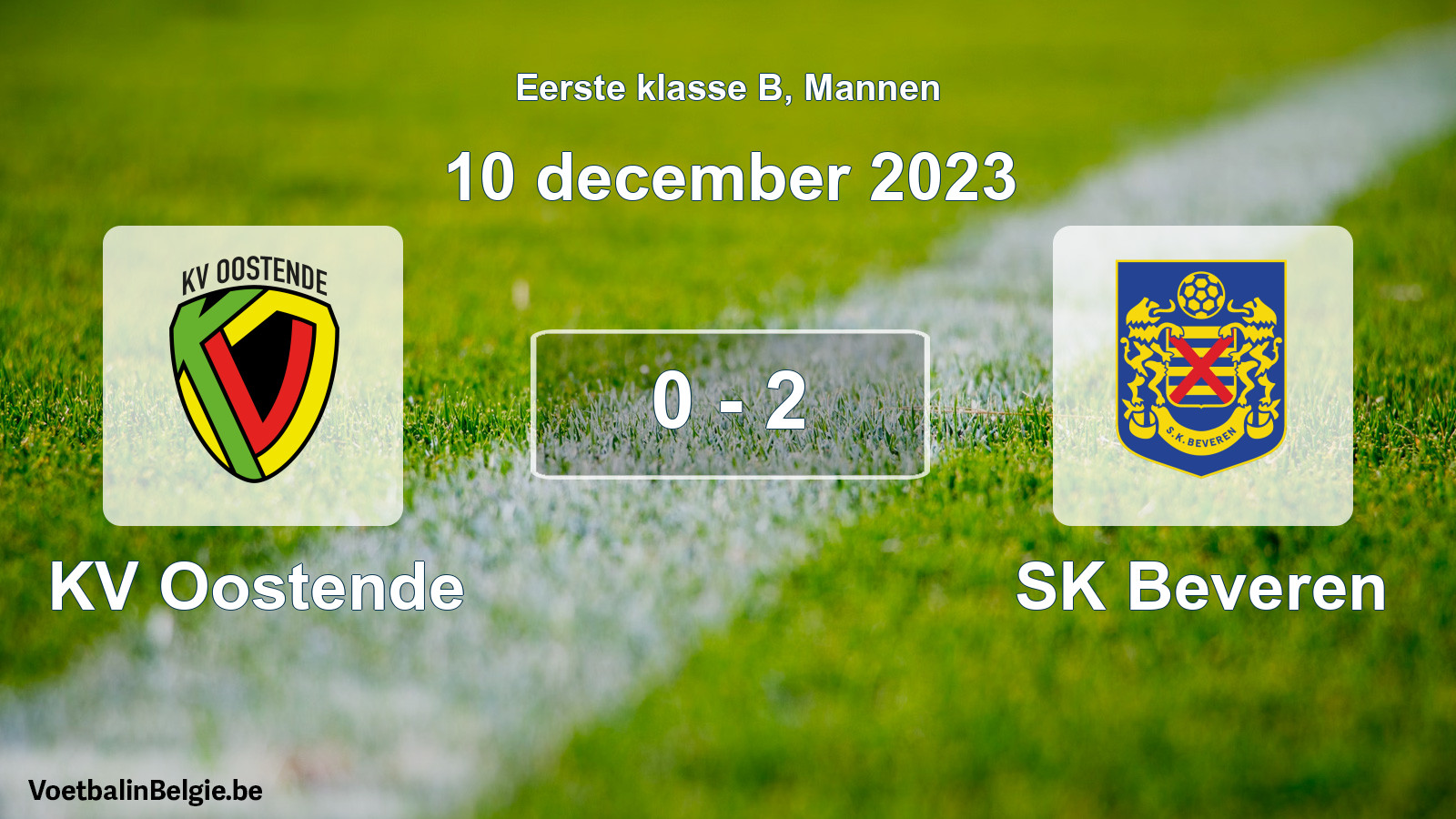 Gespeelde wedstrijd mannenvoetbal: KV Oostende - SK Beveren 0 - 2 (10 december 2023)