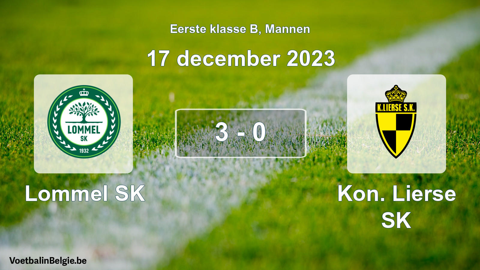Gespeelde wedstrijd mannenvoetbal: Lommel SK - Kon. Lierse SK 3 - 0 (17 december 2023)