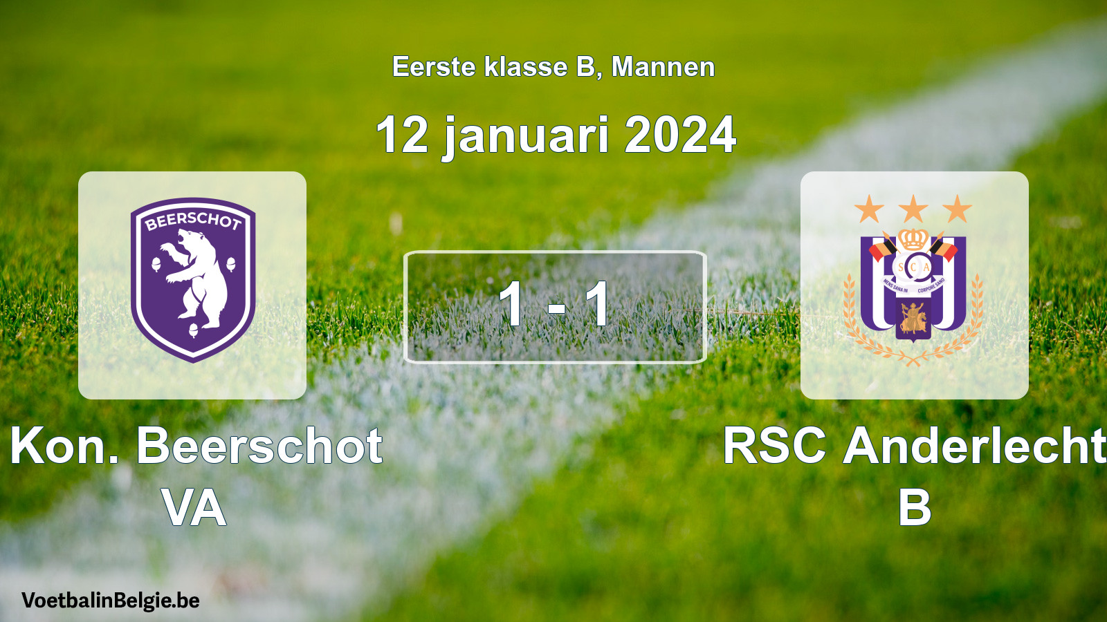Gespeelde wedstrijd mannenvoetbal: Kon. Beerschot VA - RSC Anderlecht B 1 - 1 (12 januari 2024)