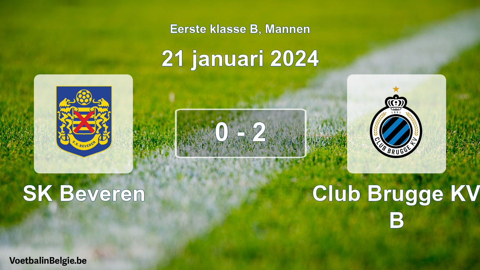 Gespeelde wedstrijd mannenvoetbal: SK Beveren - Club Brugge KV B 0 - 2 (21 januari 2024)