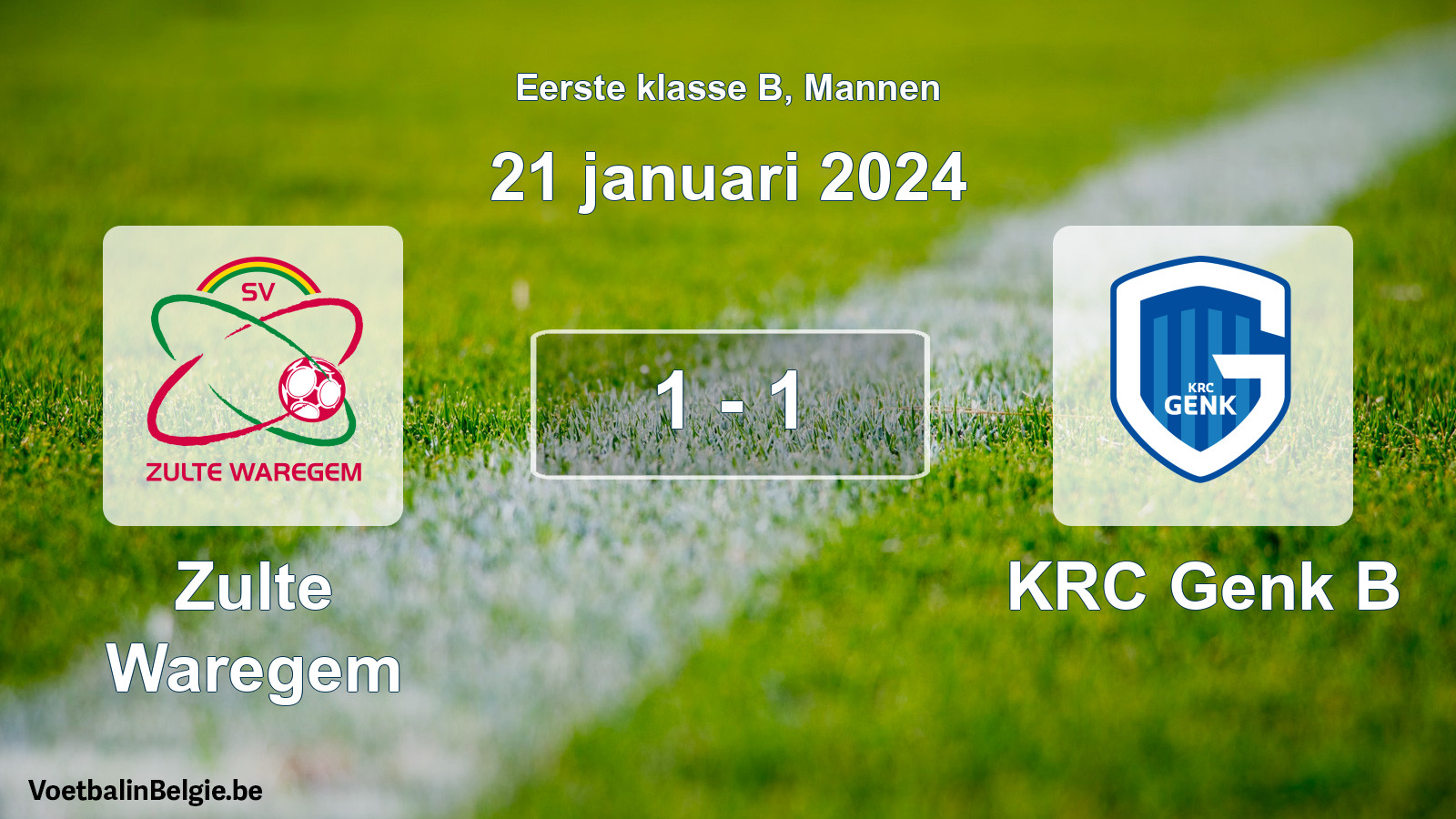 Gespeelde wedstrijd mannenvoetbal: Zulte Waregem - KRC Genk B 1 - 1 (21 januari 2024)