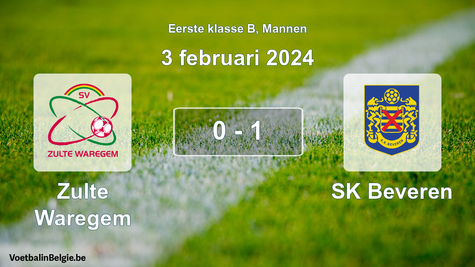 Gespeelde wedstrijd mannenvoetbal: Zulte Waregem - SK Beveren 0 - 1 (3 februari 2024)