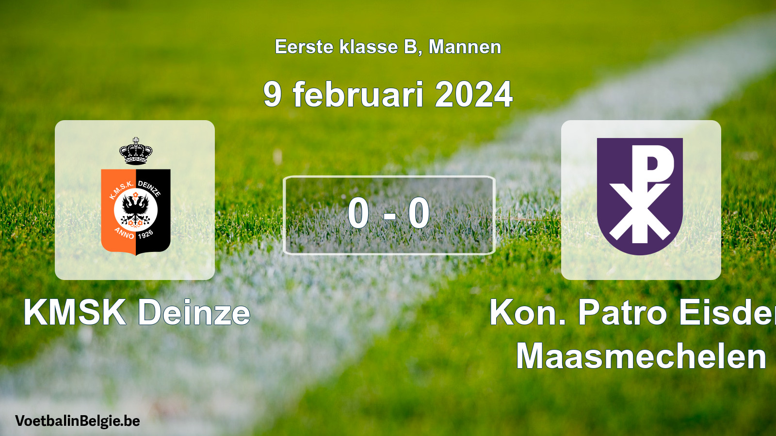 Gespeelde wedstrijd mannenvoetbal: KMSK Deinze - Kon. Patro Eisden Maasmechelen 0 - 0 (9 februari 2024)