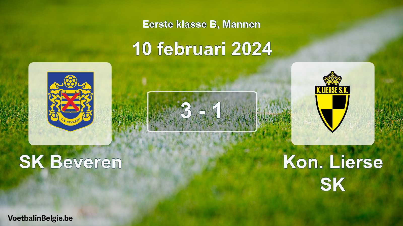 Gespeelde wedstrijd mannenvoetbal: SK Beveren - Kon. Lierse SK 3 - 1 (10 februari 2024)