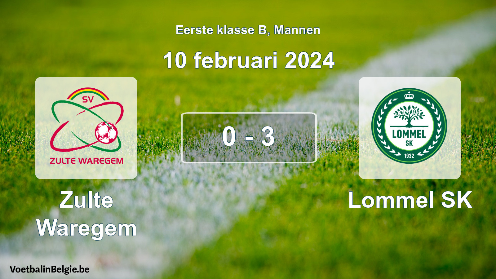 Gespeelde wedstrijd mannenvoetbal: Zulte Waregem - Lommel SK 0 - 3 (10 februari 2024)