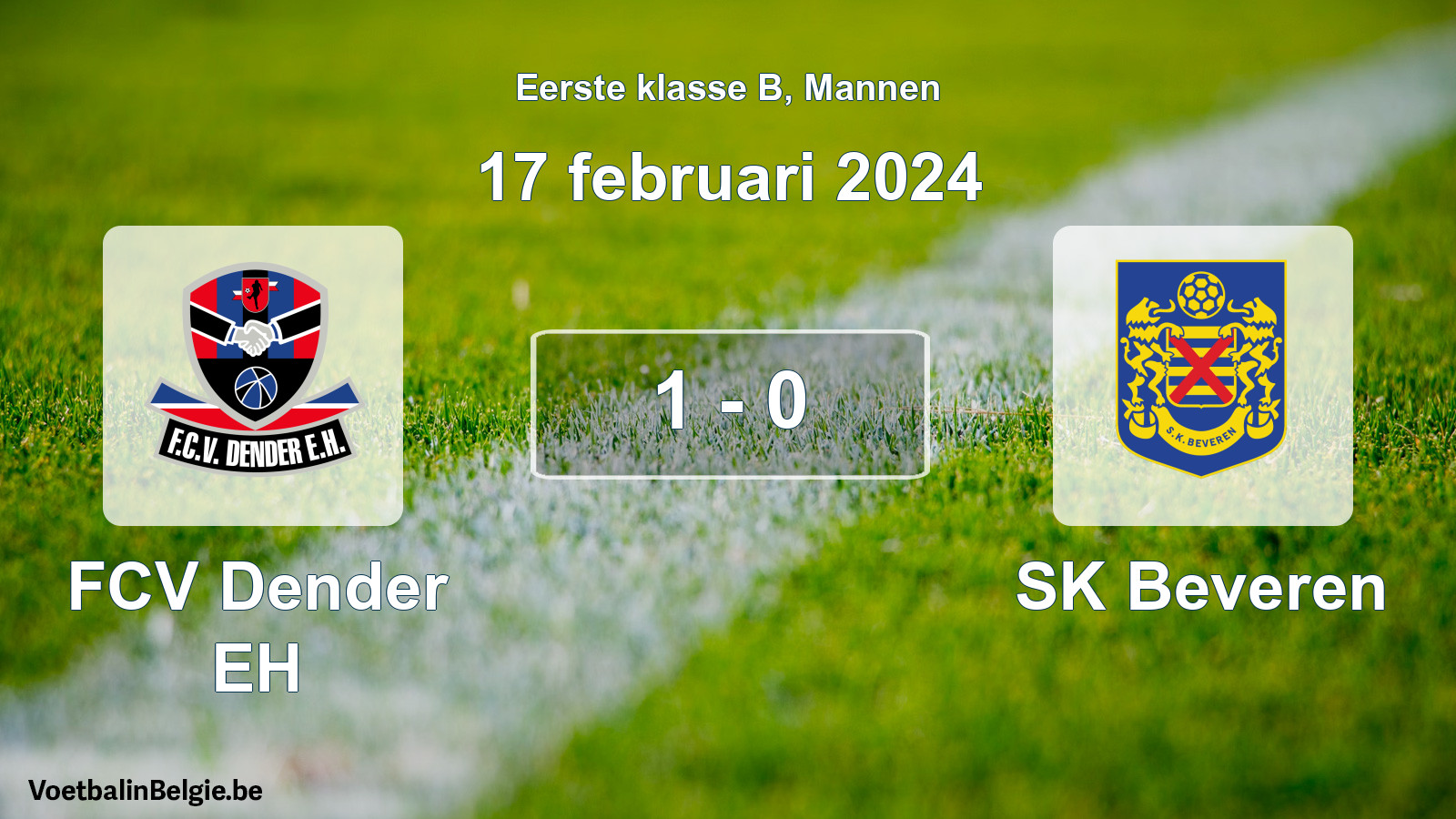 Gespeelde wedstrijd mannenvoetbal: FCV Dender EH - SK Beveren 1 - 0 (17 februari 2024)