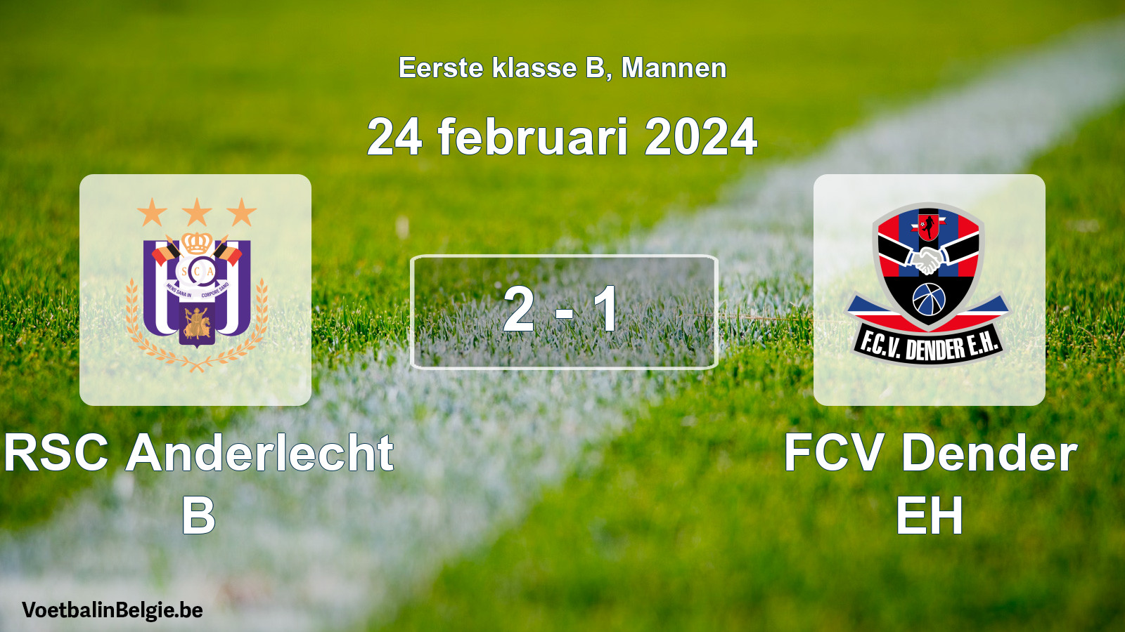 Gespeelde wedstrijd mannenvoetbal: RSC Anderlecht B - FCV Dender EH 2 - 1 (24 februari 2024)