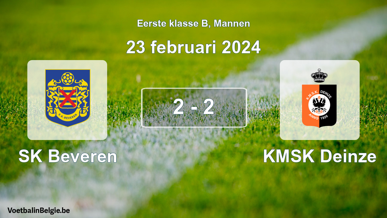 Gespeelde wedstrijd mannenvoetbal: SK Beveren - KMSK Deinze 2 - 2 (23 februari 2024)