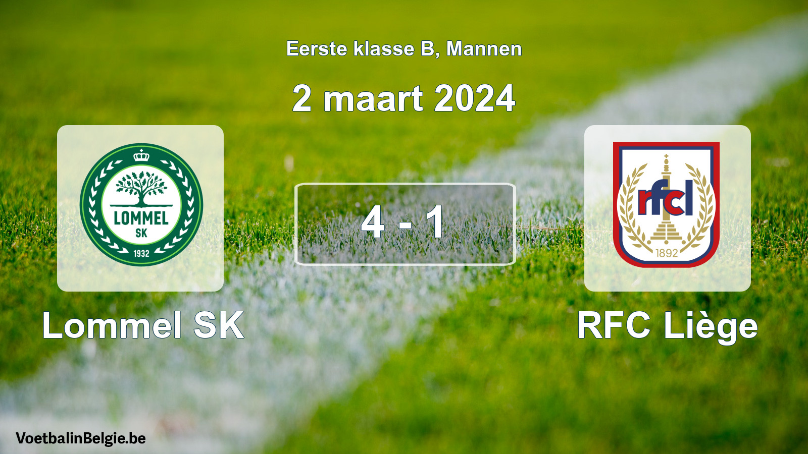 Gespeelde wedstrijd mannenvoetbal: Lommel SK - RFC Liège 4 - 1 (2 maart 2024)