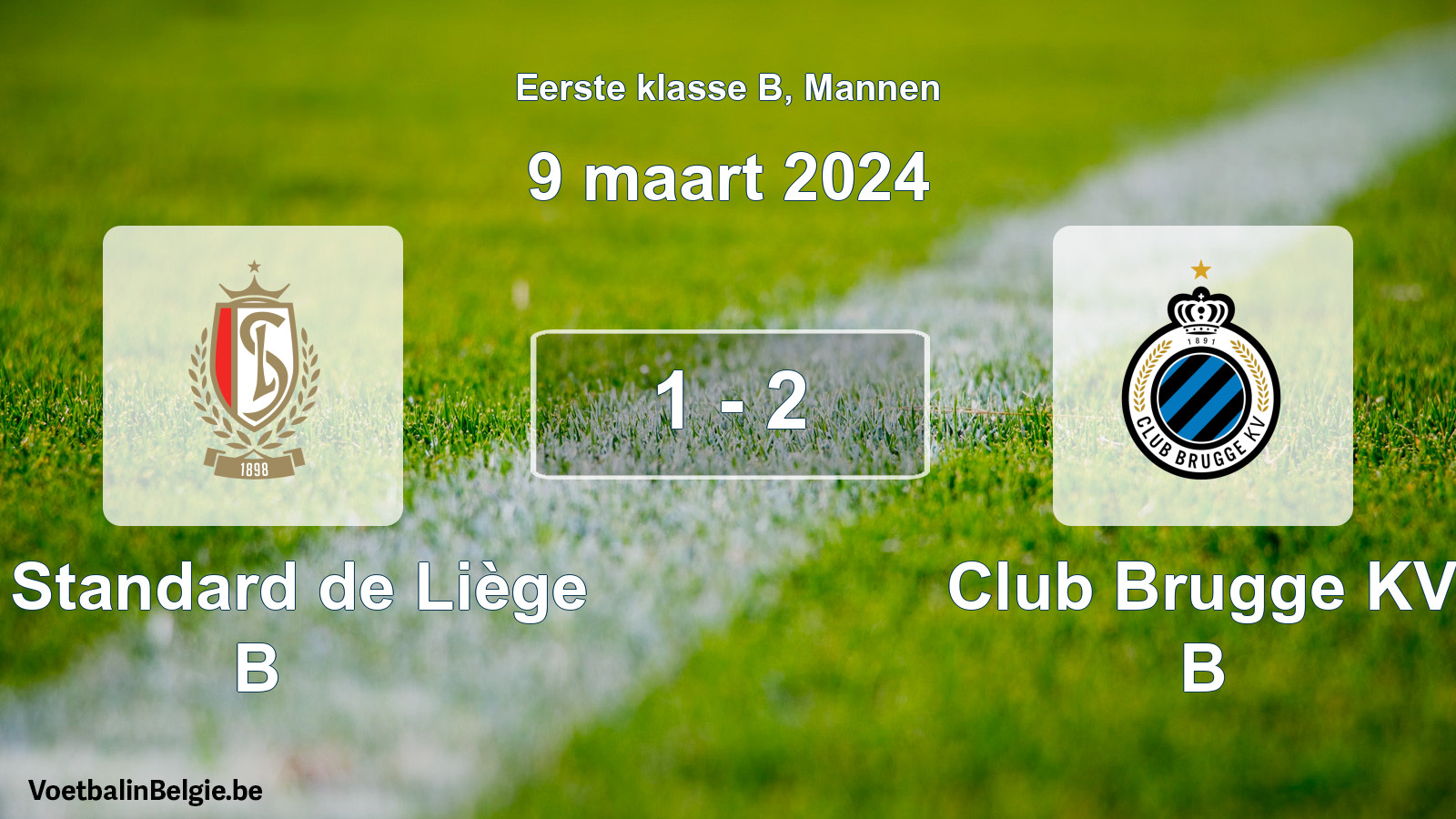 Gespeelde wedstrijd mannenvoetbal: R. Standard de Liège B - Club Brugge KV B 1 - 2 (9 maart 2024)