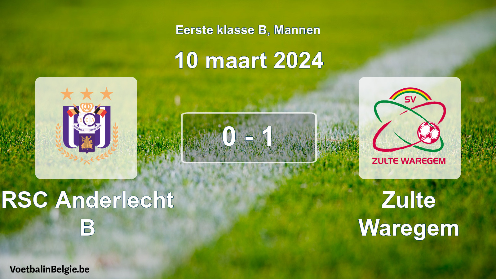 Gespeelde wedstrijd mannenvoetbal: RSC Anderlecht B - Zulte Waregem 0 - 1 (10 maart 2024)