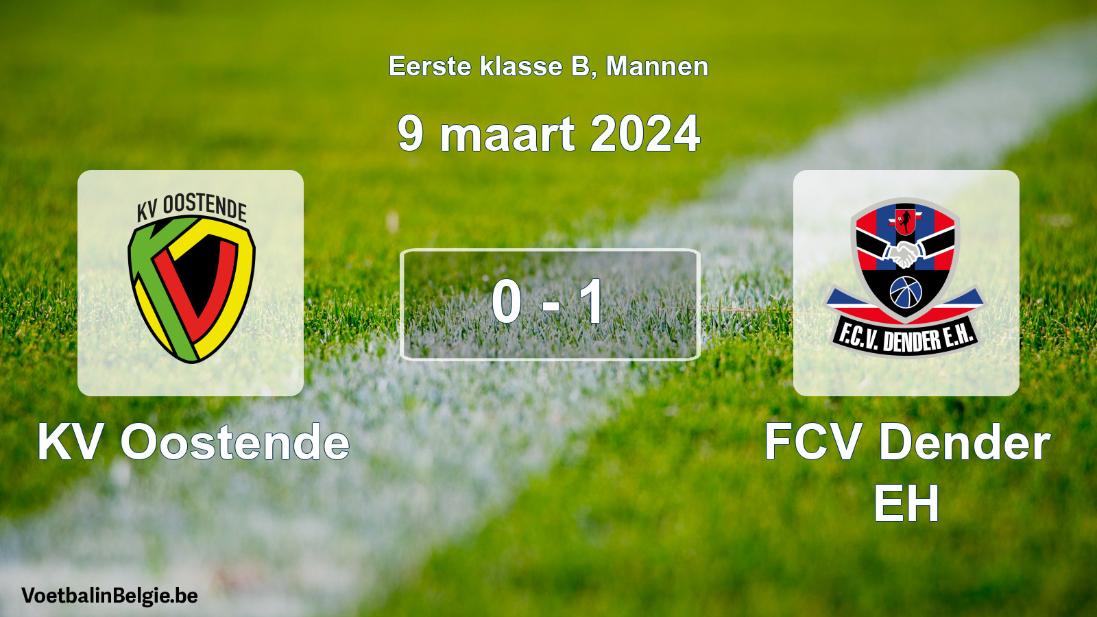 Gespeelde wedstrijd mannenvoetbal: KV Oostende - FCV Dender EH 0 - 1 (9 maart 2024)