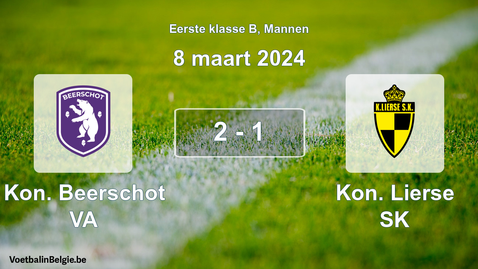 Gespeelde wedstrijd mannenvoetbal: Kon. Beerschot VA - Kon. Lierse SK 2 - 1 (8 maart 2024)