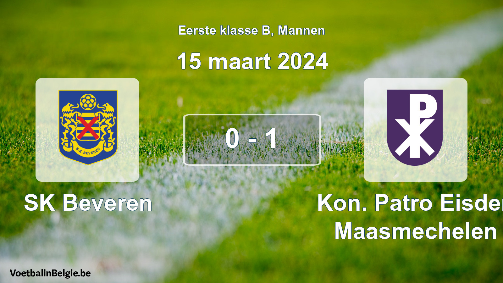 Gespeelde wedstrijd mannenvoetbal: SK Beveren - Kon. Patro Eisden Maasmechelen 0 - 1 (15 maart 2024)