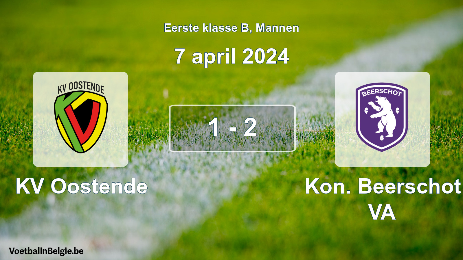 Gespeelde wedstrijd mannenvoetbal: KV Oostende - Kon. Beerschot VA 1 - 2 (7 april 2024)