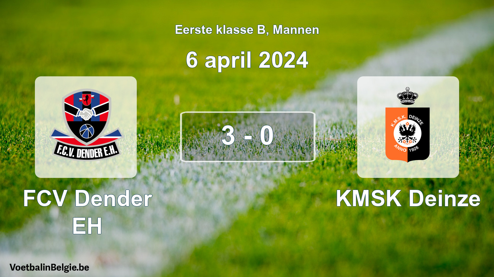 Gespeelde wedstrijd mannenvoetbal: FCV Dender EH - KMSK Deinze 3 - 0 (6 april 2024)