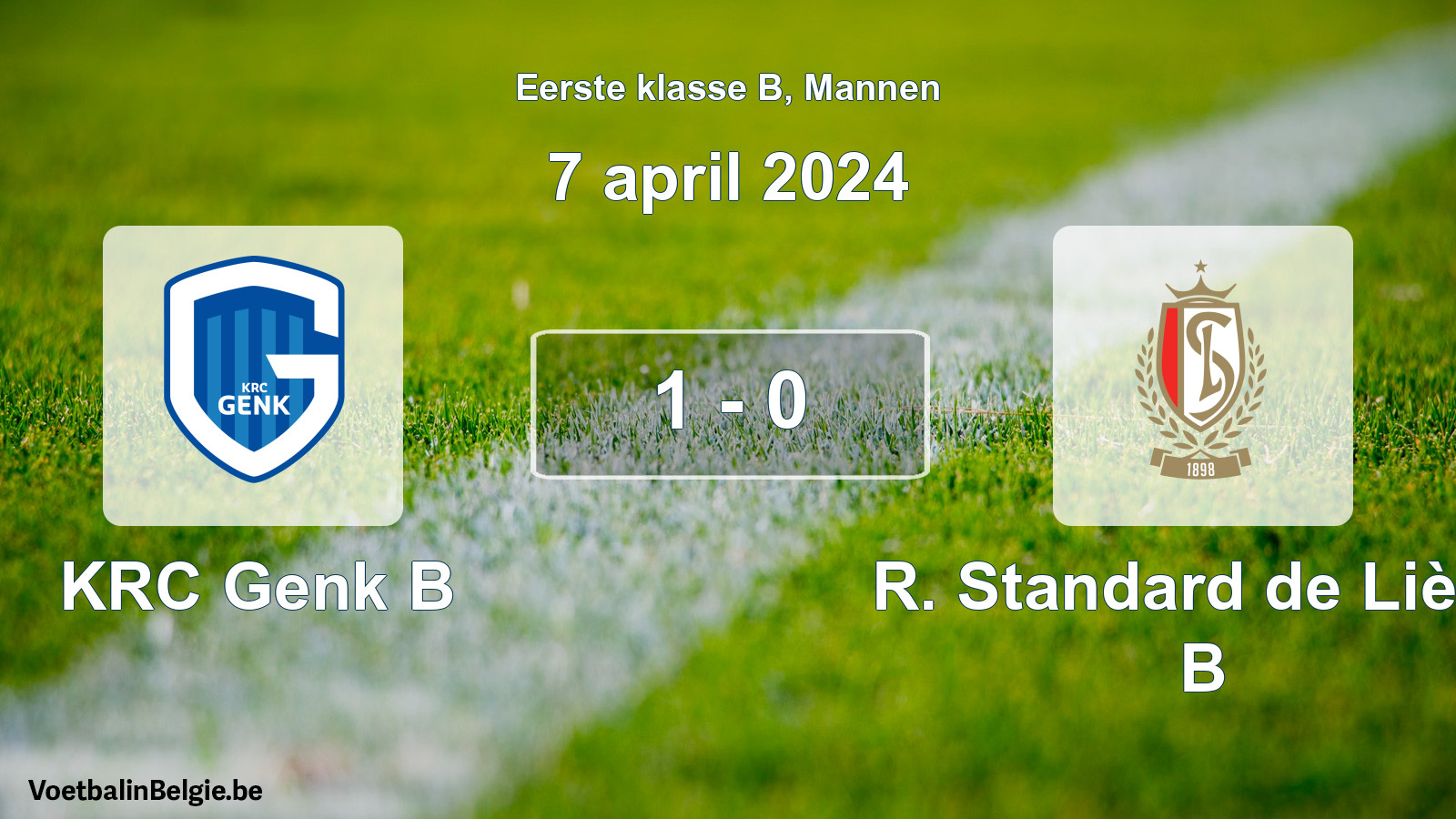 Gespeelde wedstrijd mannenvoetbal: KRC Genk B - R. Standard de Liège B 1 - 0 (7 april 2024)