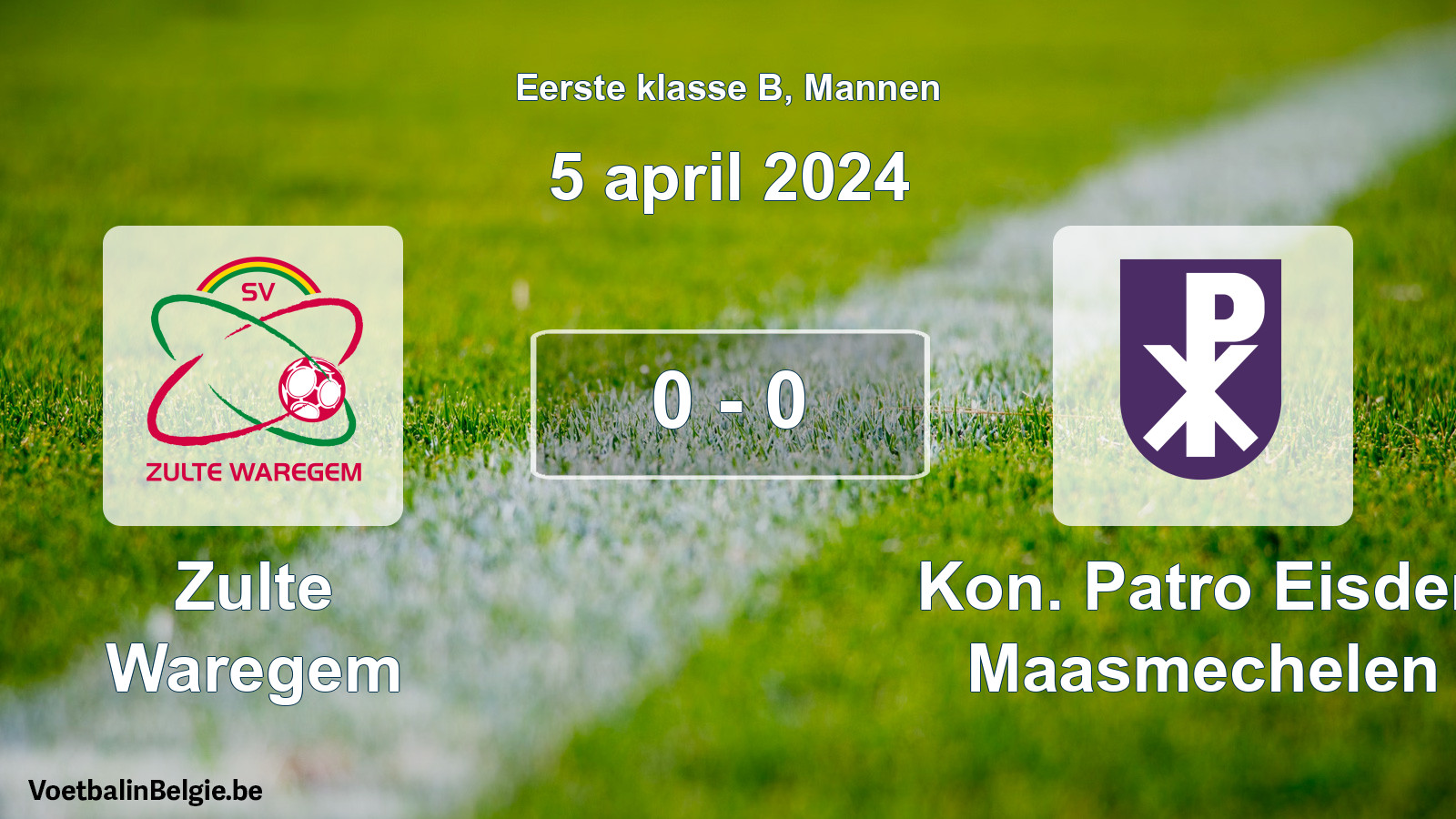 Gespeelde wedstrijd mannenvoetbal: Zulte Waregem - Kon. Patro Eisden Maasmechelen 0 - 0 (5 april 2024)