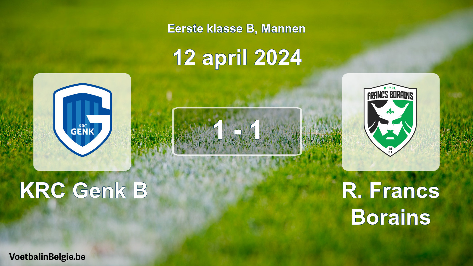 Gespeelde wedstrijd mannenvoetbal: KRC Genk B - R. Francs Borains 1 - 1 (12 april 2024)