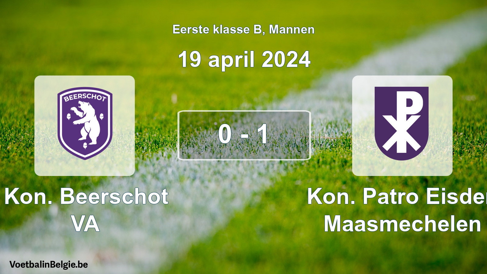 Gespeelde wedstrijd mannenvoetbal: Kon. Beerschot VA - Kon. Patro Eisden Maasmechelen 0 - 1 (19 april 2024)