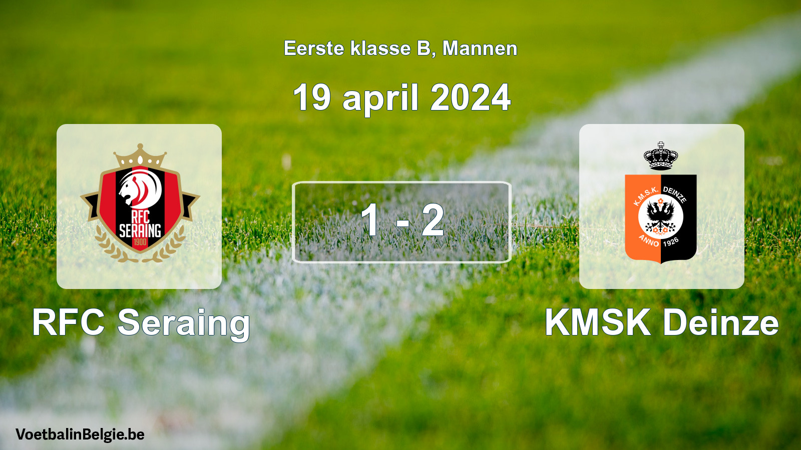 Gespeelde wedstrijd mannenvoetbal: RFC Seraing - KMSK Deinze 1 - 2 (19 april 2024)