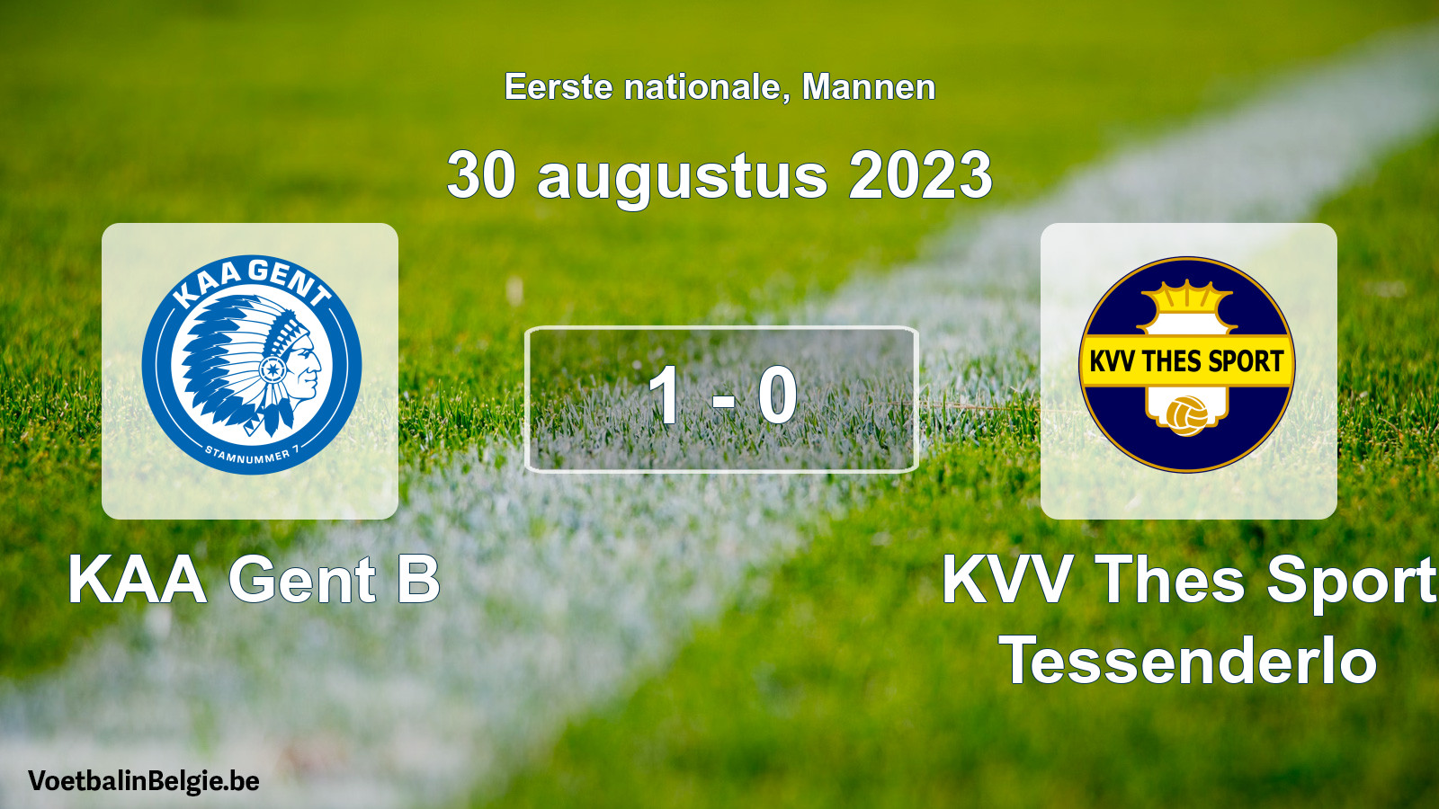 Gespeelde wedstrijd mannenvoetbal: KAA Gent B - KVV Thes Sport Tessenderlo 1 - 0 (30 augustus 2023)