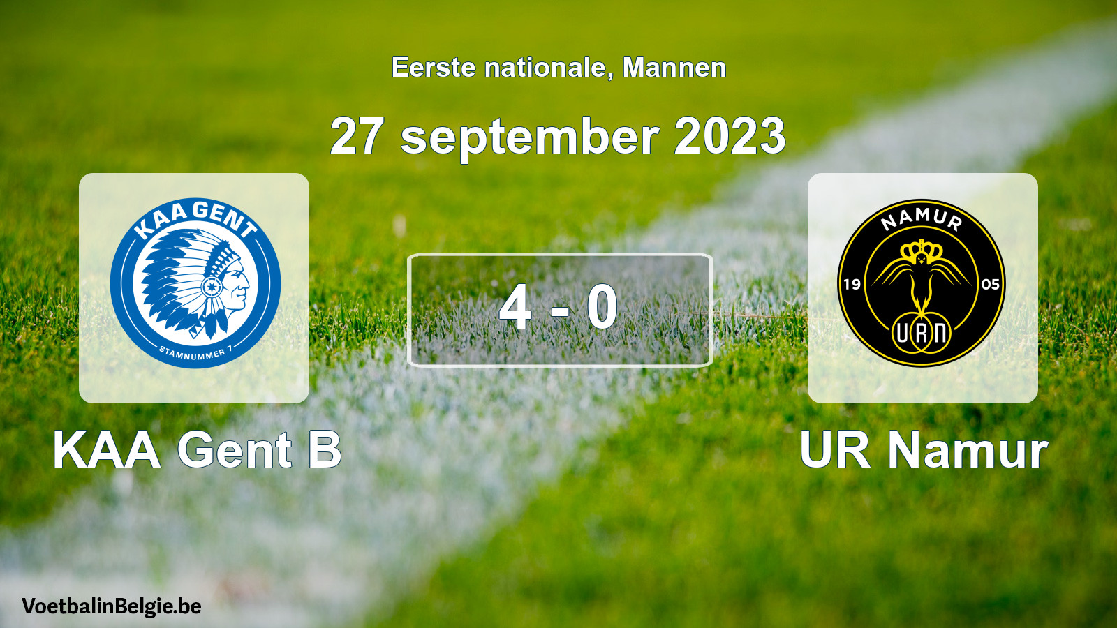 Gespeelde wedstrijd mannenvoetbal: KAA Gent B - UR Namur 4 - 0 (27 september 2023)