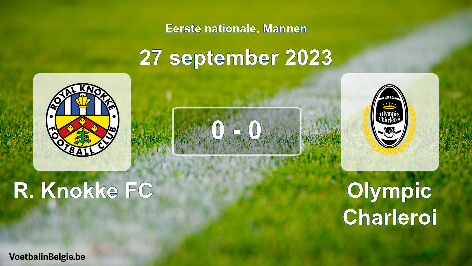 Gespeelde wedstrijd mannenvoetbal: R. Knokke FC - Olympic Charleroi 0 - 0 (27 september 2023)