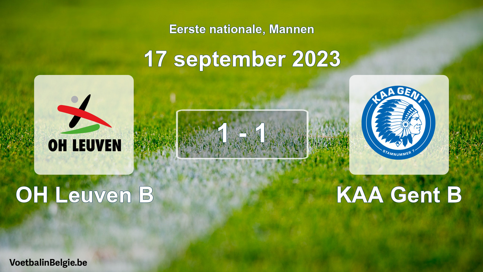 Gespeelde wedstrijd mannenvoetbal: OH Leuven B - KAA Gent B 1 - 1 (17 september 2023)