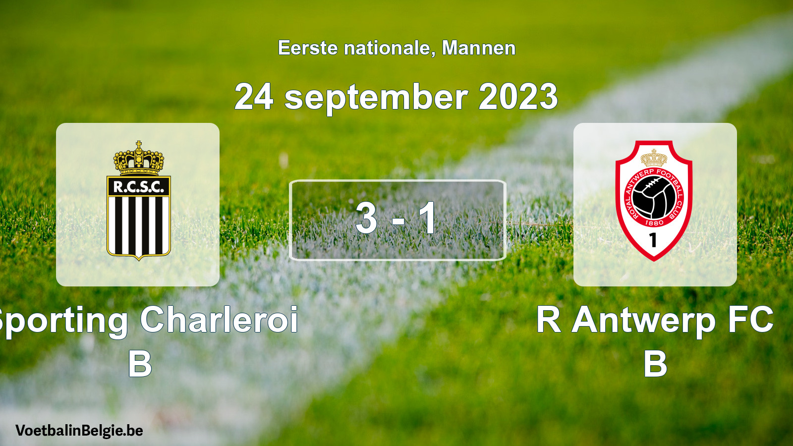 Gespeelde wedstrijd mannenvoetbal: Sporting Charleroi B - R Antwerp FC B 3 - 1 (24 september 2023)