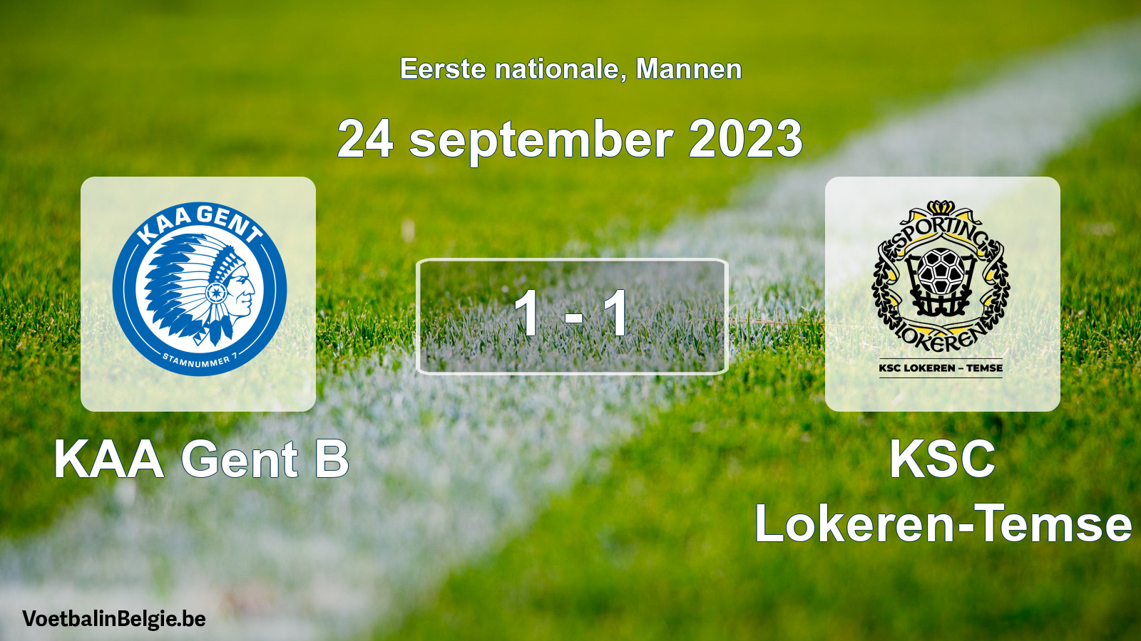 Gespeelde wedstrijd mannenvoetbal: KAA Gent B - KSC Lokeren-Temse 1 - 1 (24 september 2023)