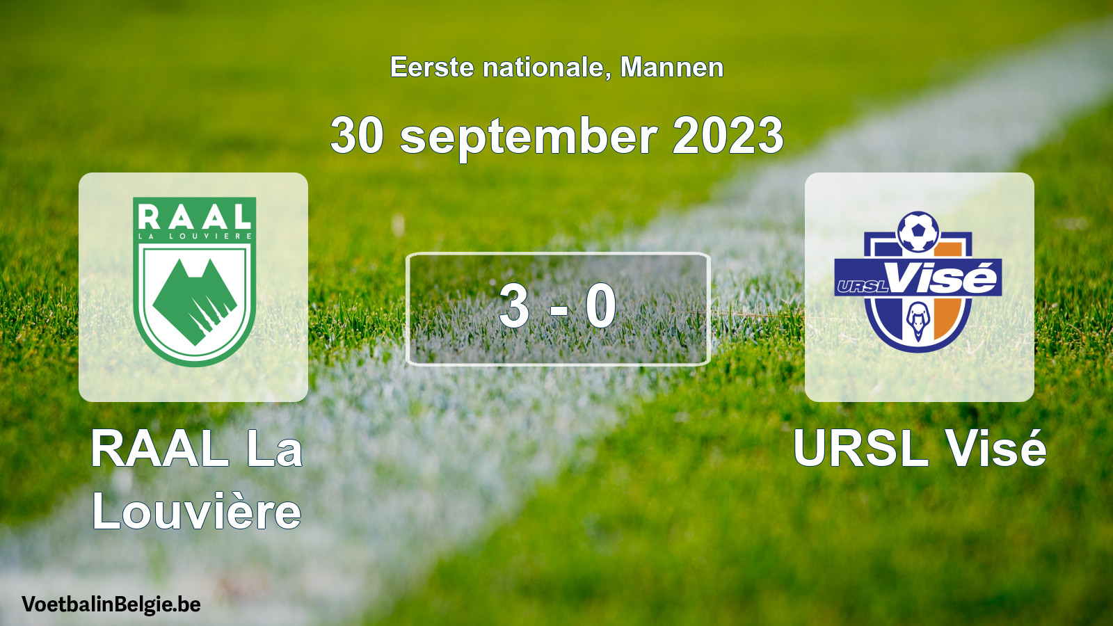 Gespeelde wedstrijd mannenvoetbal: RAAL La Louvière - URSL Visé 3 - 0 (30 september 2023)