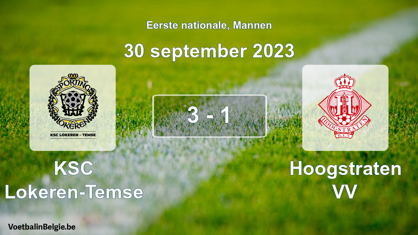 Gespeelde wedstrijd mannenvoetbal: KSC Lokeren-Temse - Hoogstraten VV 3 - 1 (30 september 2023)