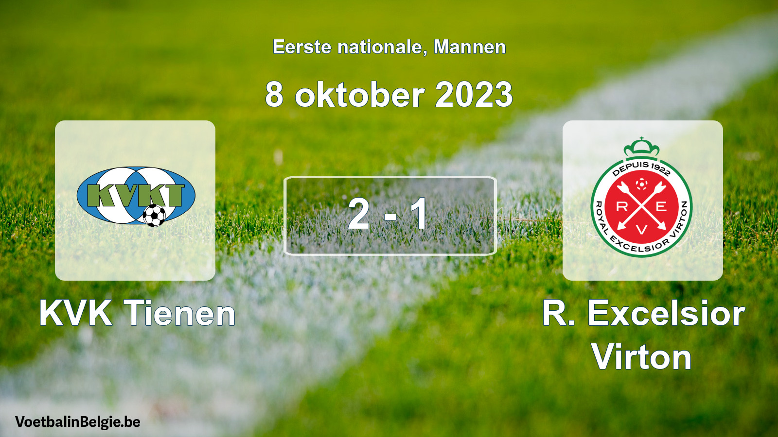 Gespeelde wedstrijd mannenvoetbal: KVK Tienen - R. Excelsior Virton 2 - 1 (8 oktober 2023)