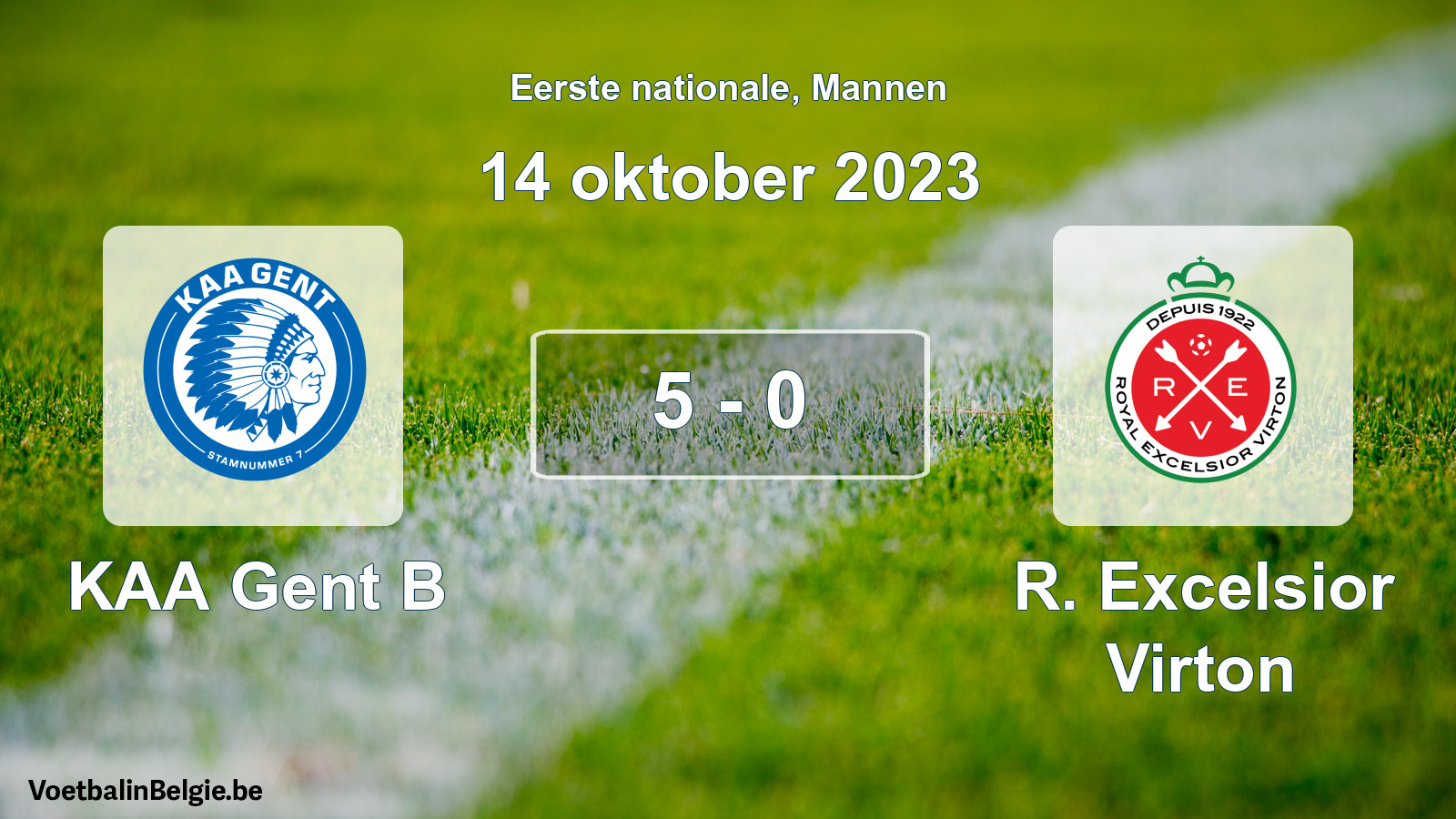 Gespeelde wedstrijd mannenvoetbal: KAA Gent B - R. Excelsior Virton 5 - 0 (14 oktober 2023)