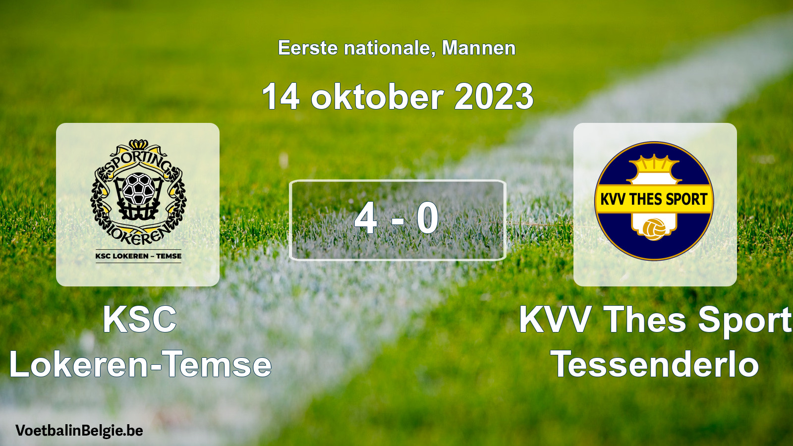 Gespeelde wedstrijd mannenvoetbal: KSC Lokeren-Temse - KVV Thes Sport Tessenderlo 4 - 0 (14 oktober 2023)