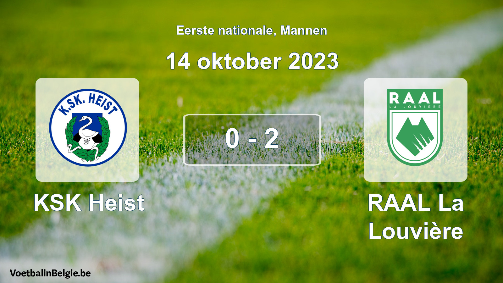 Gespeelde wedstrijd mannenvoetbal: KSK Heist - RAAL La Louvière 0 - 2 (14 oktober 2023)
