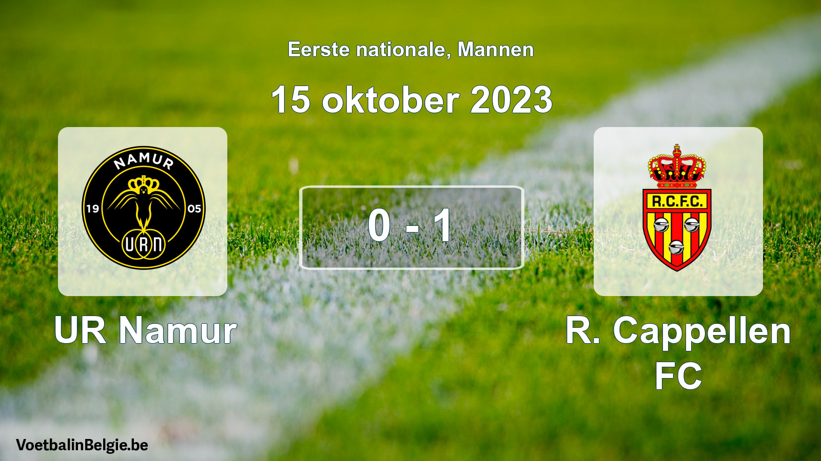 Gespeelde wedstrijd mannenvoetbal: UR Namur - R. Cappellen FC 0 - 1 (15 oktober 2023)