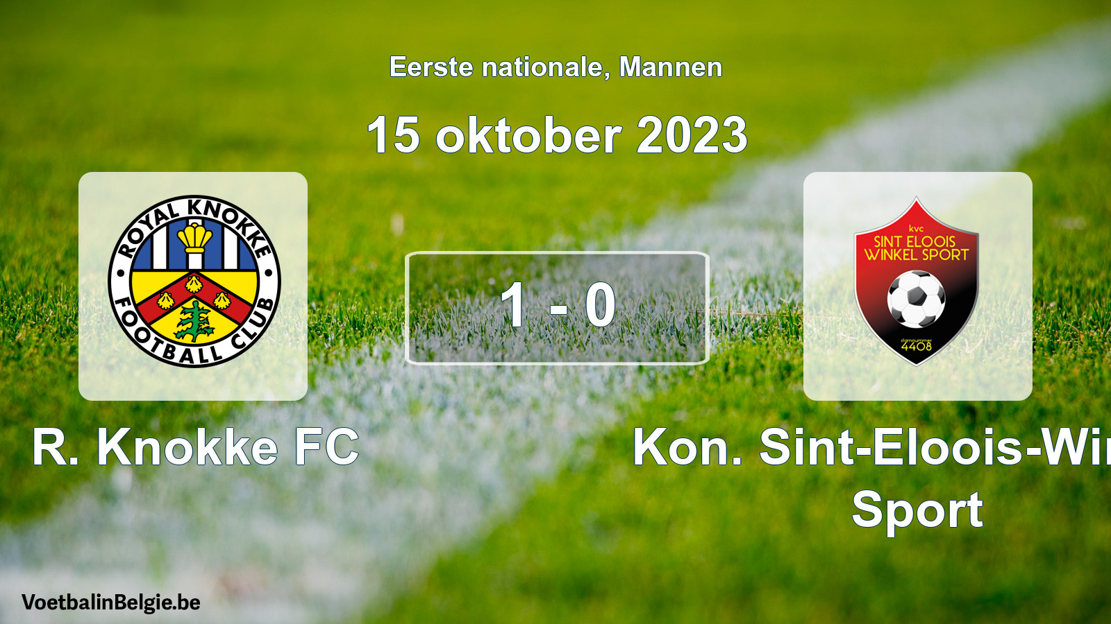 Gespeelde wedstrijd mannenvoetbal: R. Knokke FC - Kon. Sint-Eloois-Winkel Sport 1 - 0 (15 oktober 2023)