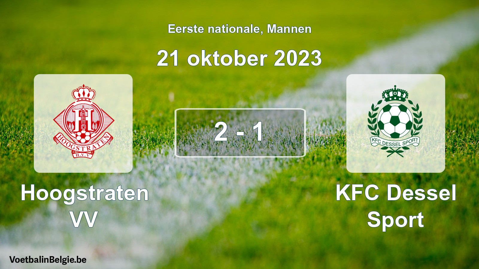 Gespeelde wedstrijd mannenvoetbal: Hoogstraten VV - KFC Dessel Sport 2 - 1 (21 oktober 2023)