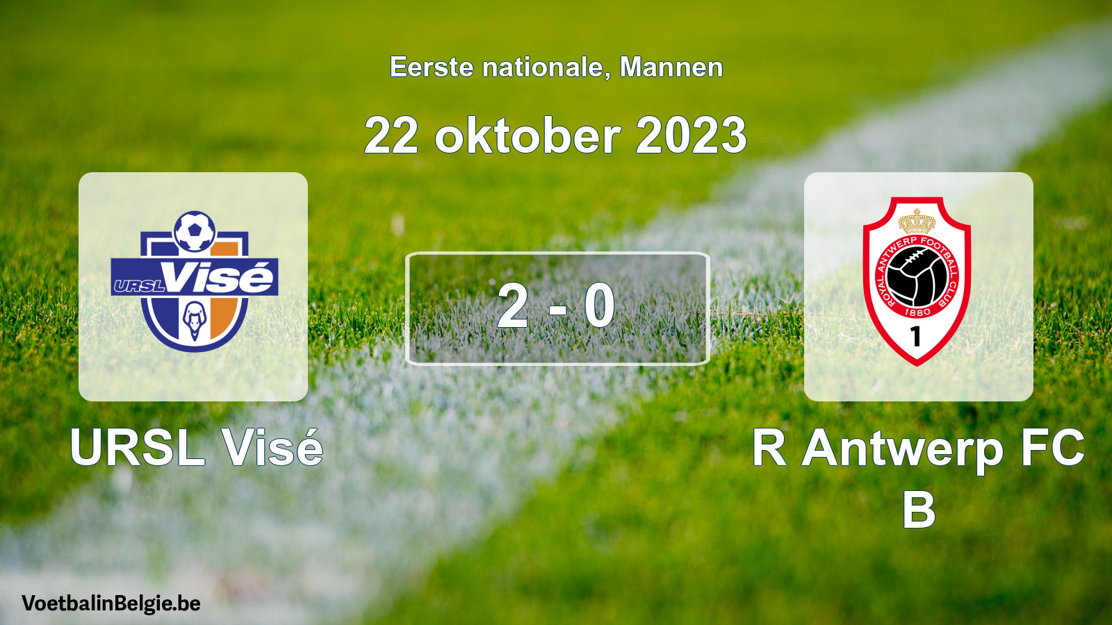 Gespeelde wedstrijd mannenvoetbal: URSL Visé - R Antwerp FC B 2 - 0 (22 oktober 2023)