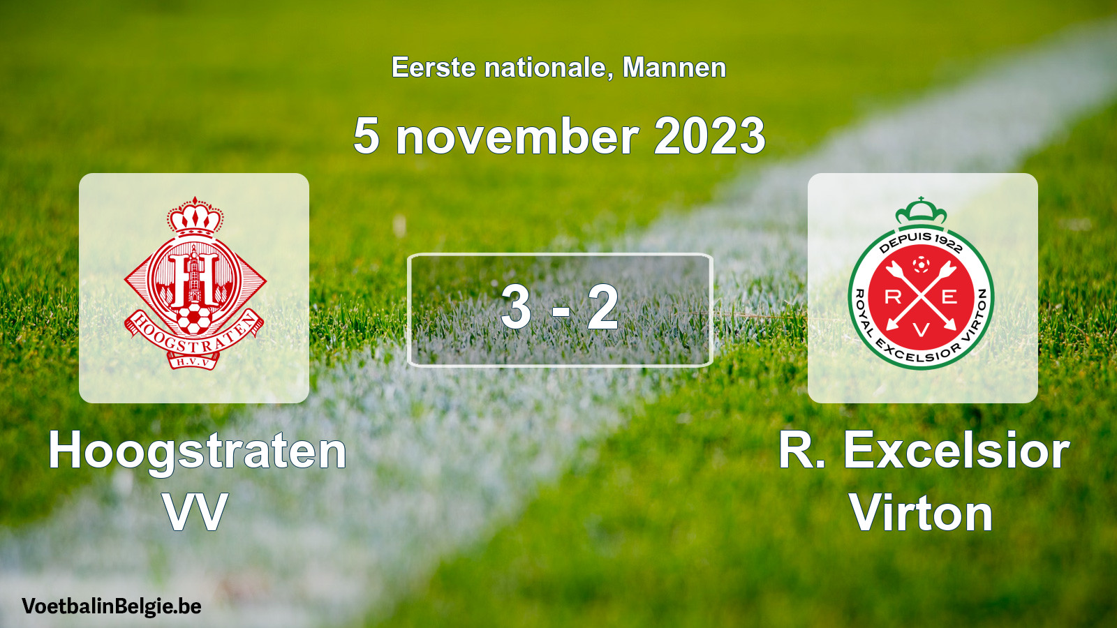 Gespeelde wedstrijd mannenvoetbal: Hoogstraten VV - R. Excelsior Virton 3 - 2 (5 november 2023)