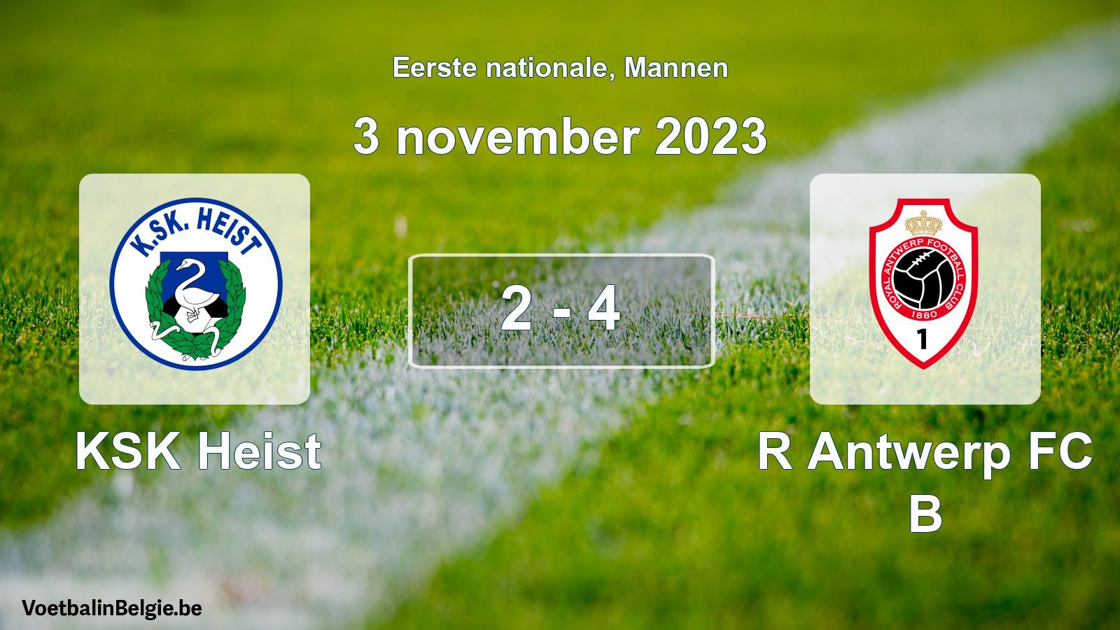 Gespeelde wedstrijd mannenvoetbal: KSK Heist - R Antwerp FC B 2 - 4 (3 november 2023)
