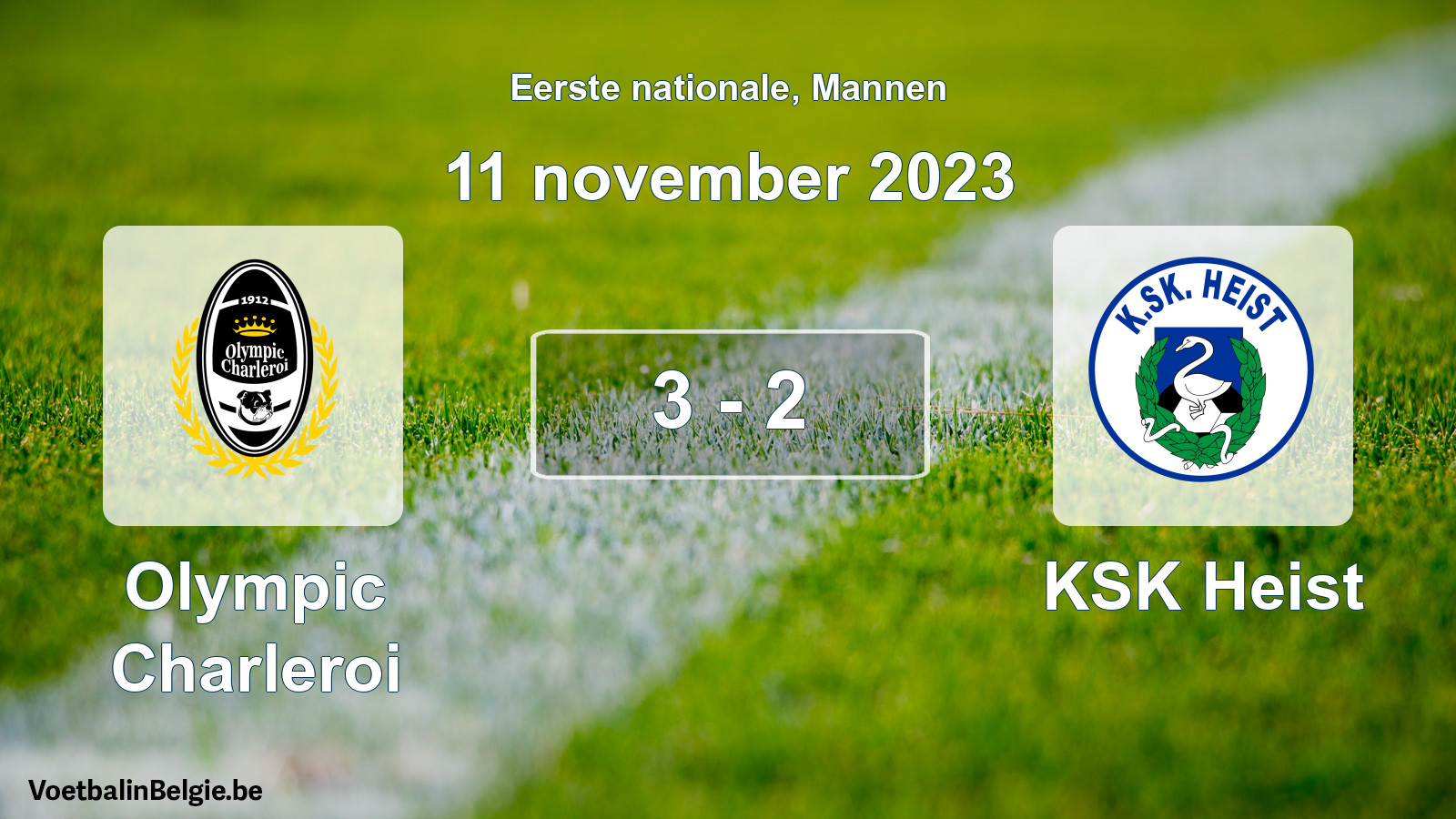 Gespeelde wedstrijd mannenvoetbal: Olympic Charleroi - KSK Heist 3 - 2 (11 november 2023)