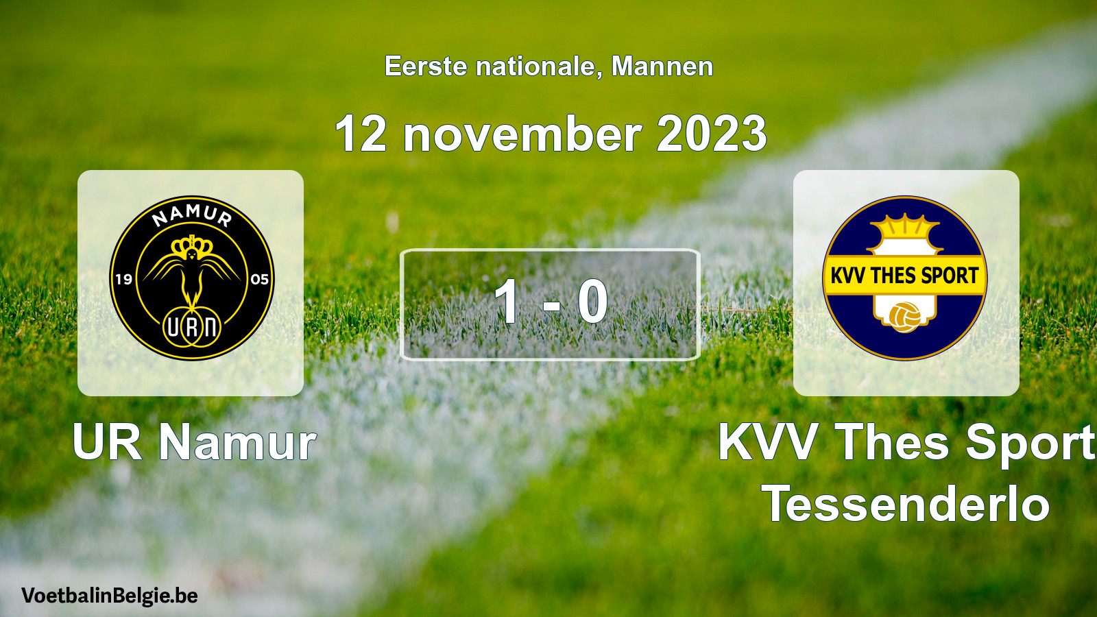 Gespeelde wedstrijd mannenvoetbal: UR Namur - KVV Thes Sport Tessenderlo 1 - 0 (12 november 2023)