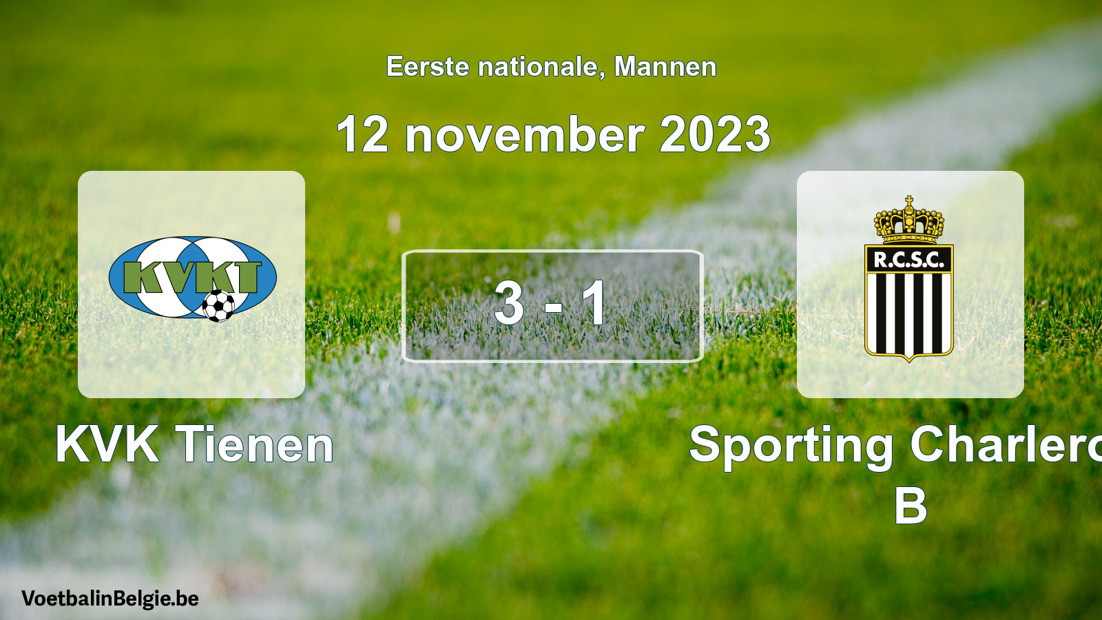 Gespeelde wedstrijd mannenvoetbal: KVK Tienen - Sporting Charleroi B 3 - 1 (12 november 2023)