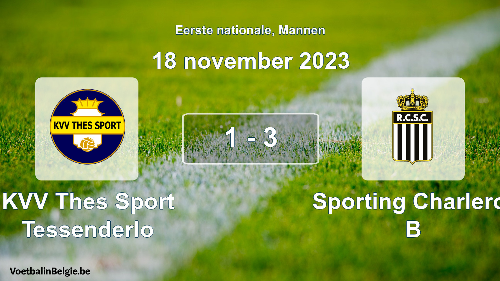 Gespeelde wedstrijd mannenvoetbal: KVV Thes Sport Tessenderlo - Sporting Charleroi B 1 - 3 (18 november 2023)