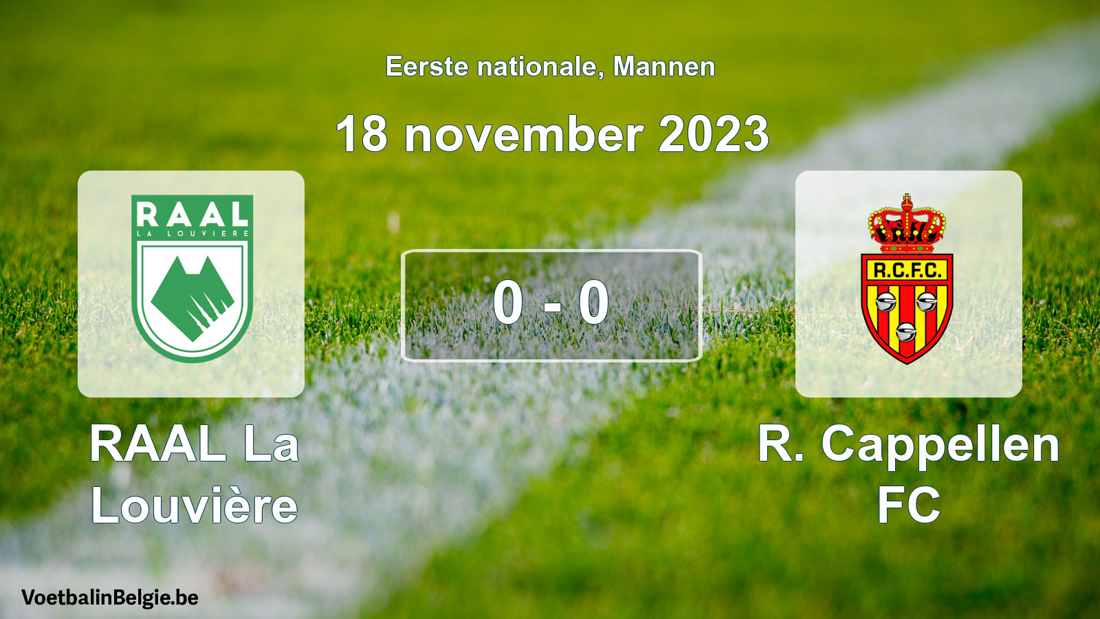 Gespeelde wedstrijd mannenvoetbal: RAAL La Louvière - R. Cappellen FC 0 - 0 (18 november 2023)