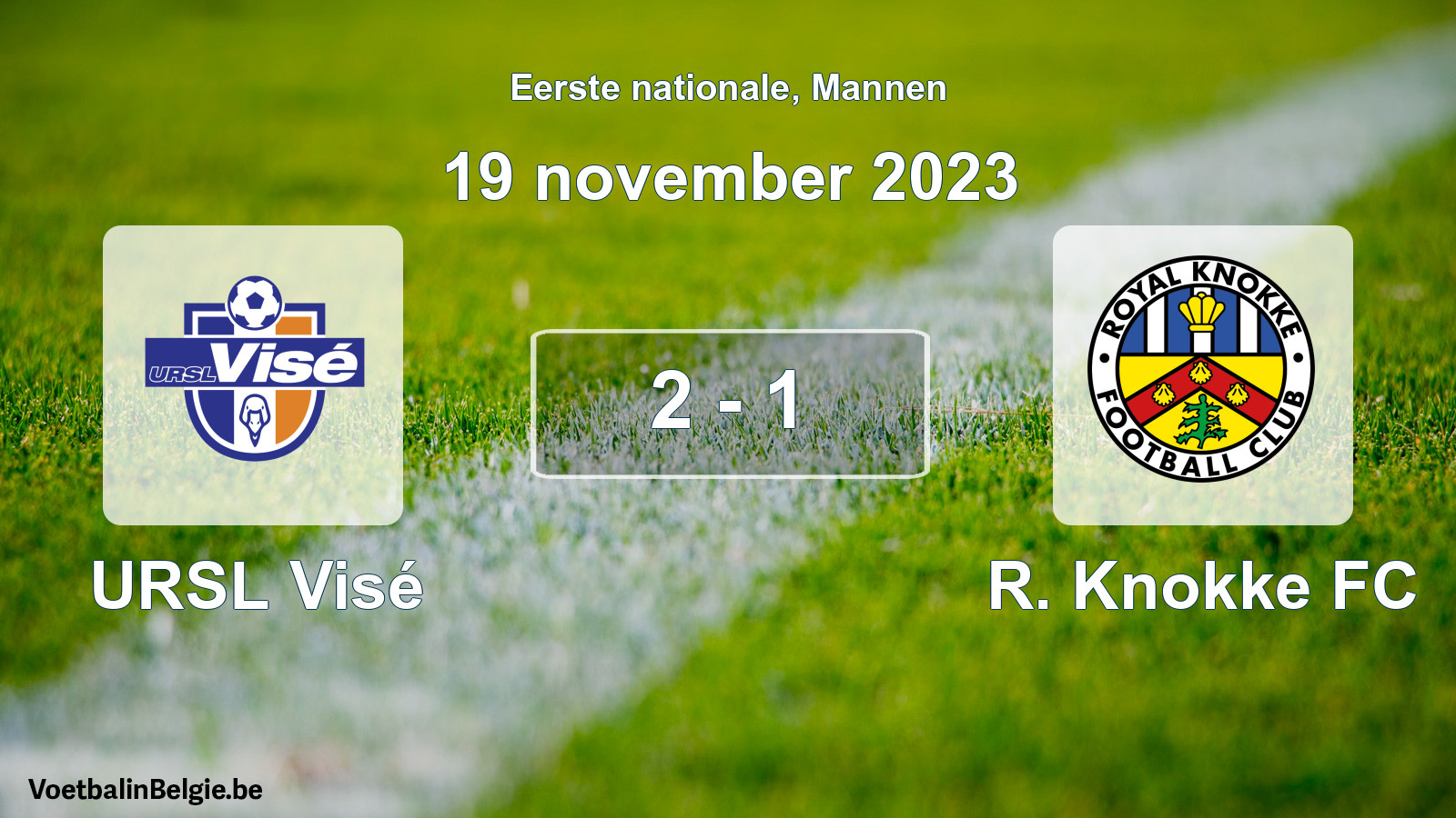 Gespeelde wedstrijd mannenvoetbal: URSL Visé - R. Knokke FC 2 - 1 (19 november 2023)
